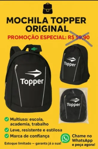 Mochila Topper - Metade do Preço- Abaixou só R$ 49,99