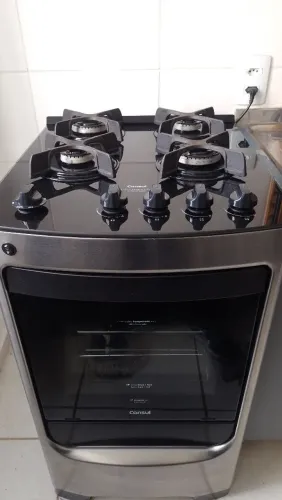 Fogão Consul 4 Bocas Inox Mesa de Vidro