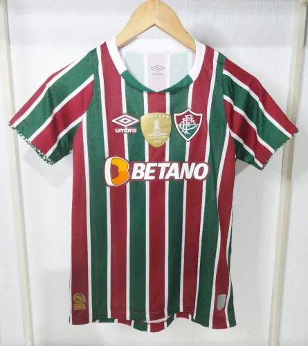 Camisa Infantil do Fluminense Oficial Umbro 2024 Patch + Personalização - Tamanho 10 Anos