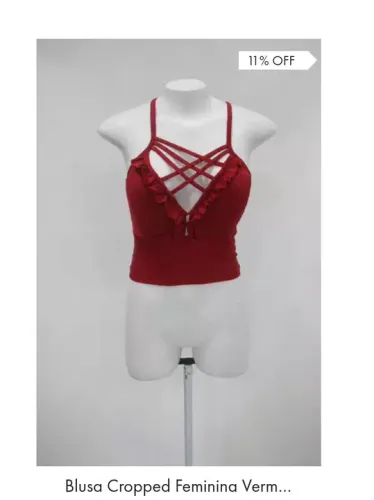 Blusa Cropped Feminina Vermelha