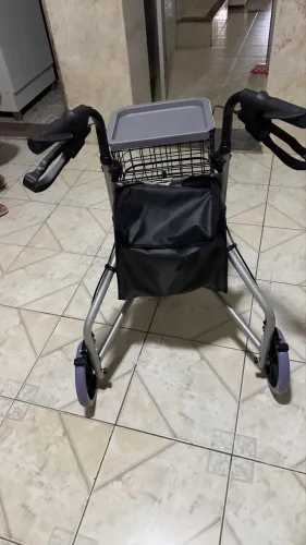 Andador 3 Rodas Triciclo Alumínio Freios E Cesta Hidrolight
