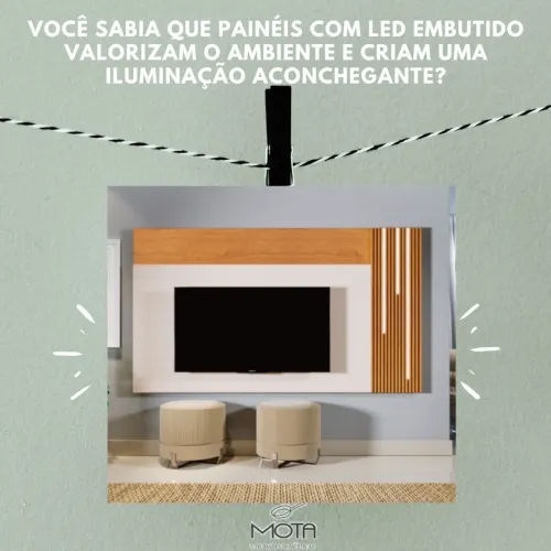 Painel de TV com LED Embutido - Ambiente Aconchegante