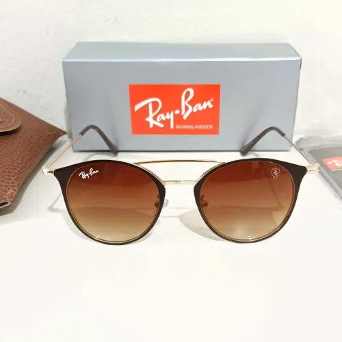 Óculos de sol Ray ban Round marrom degradê e dourado unissex novo