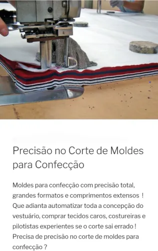Graduação/ampliação de moldes, risco/mapa de corte.