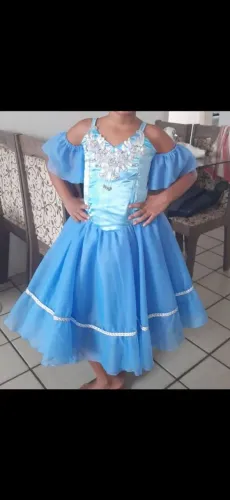 Vestido azul infantil (ballet, aniversario, festa)