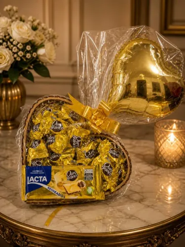 Cesta de chocolate para dias dos namorados