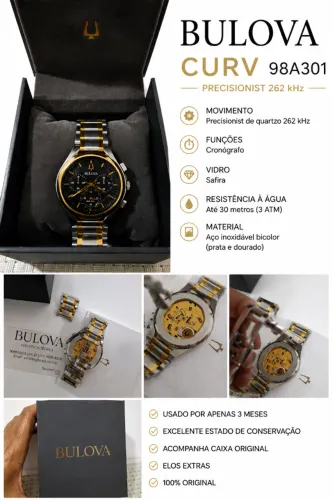 Relógio Bulova CURV 98A301 Precisionist 262kHz | Caixa | R$ 7.000