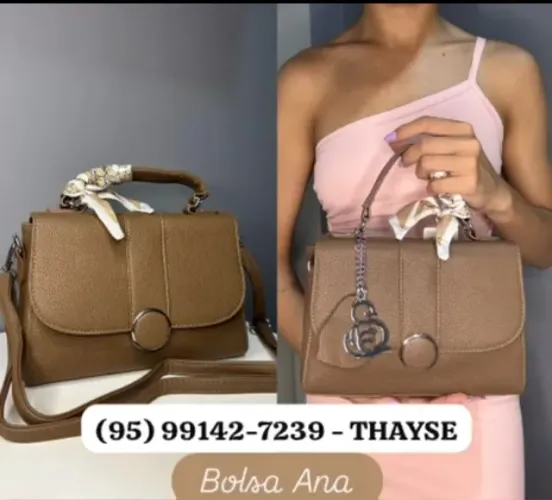 Bolsa Feminina Ana Elegante Dual Ombro e Mão Alça Dupla Requinte Transversal Marrom