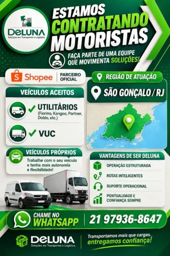 Estamos agregando veículos para trabalhar em São Gonçalo