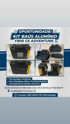 Par de Baús de Alumínio Originais - BMW F800 Adventure (C/ Bolsas Internas)