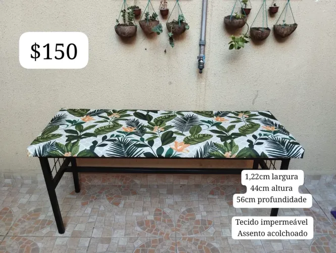banco acolchoado floral