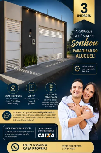 - OPORTUNIDADE Bairro Nobre Casas 75m² 389mil Próx Nova Ponte