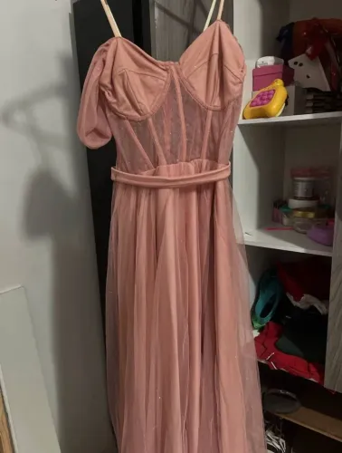 Vestido Rosa brilhante longo