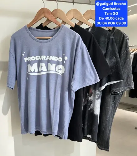 Camiseta tam GG são 04 peças por 69,00