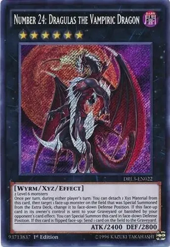 Yugioh!!! Number 24: Dragulas the Vampiric Dragon DRL3-PT022 Secret Rare