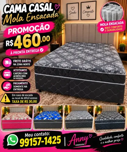 Cama casal mola ensacada na promoção a pronta entrega