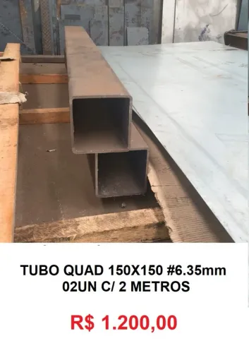 Tubo quadrado 15cm x 15cm com 2mt.