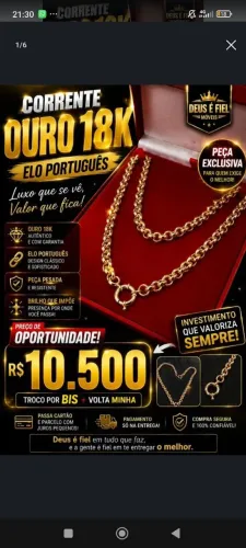 Troco por biz Corrente de ouro 18k com 17gramas
