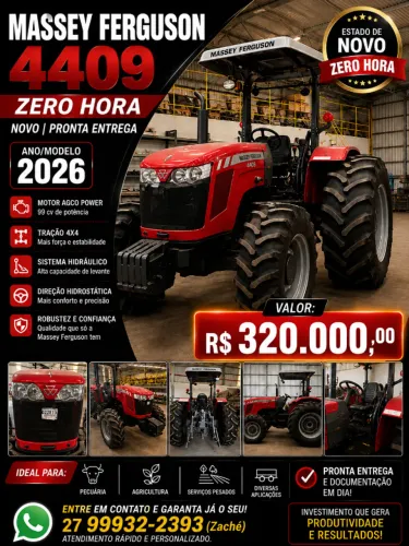 TRATOR MASSEY FERGUSON 4409 - ZERO HORA TRABALHADA