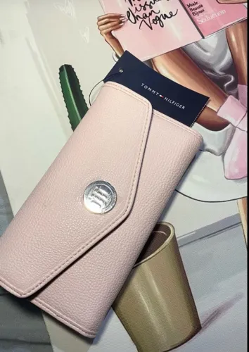 carteira tommy hilfiger rosa claro