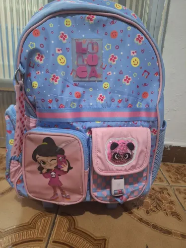 mochila luluca com rodinha e lancheira 