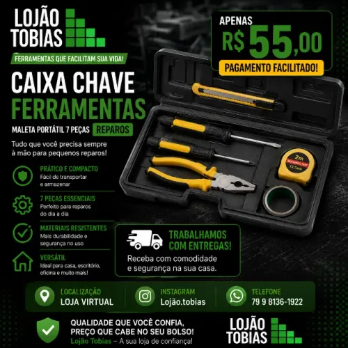 Caixa Chave Ferramentas Maleta Portátil 7 Peças Reparos