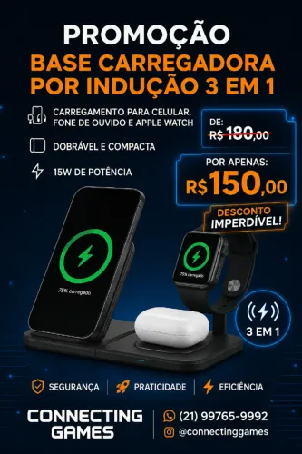 Base carregadora por indução 3 em 1