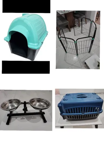 Casinha grade comedouro e transporte pra cachorro 