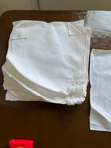 Conjunto 08 guardanapos pequeno algodão com bordado vazado