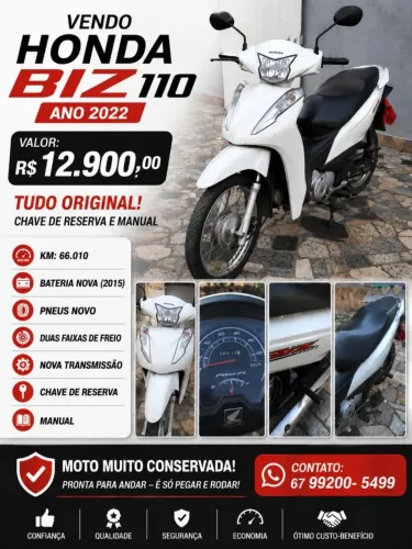 BIZ ano 110 ano 2022 valor 12.900,00