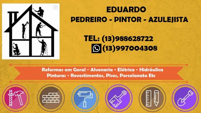 Serviços de Pedreiro e Pintor no Guarujá. 