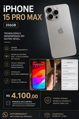 iPhone 15 Pro Max 256GB | Muito conservado