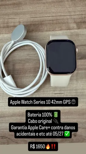 Apple Watch série 10 40 mm gps bateria 100 GOLD/ROSÊ