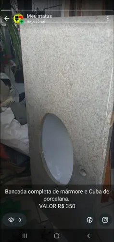 Bancada de mármore e Cuba de porcelana perfeita para o seu banheiro.