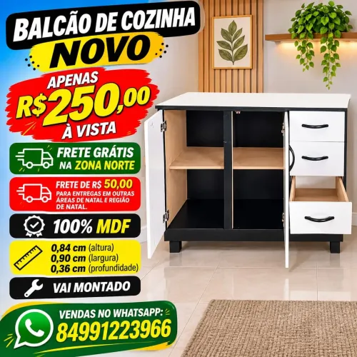 Lindos balcão novo disponível, 100% MDF, Entrega grátis na ZN.