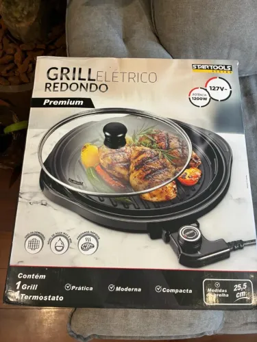 Grill Elétrico Redondo Startools Premium 1200W - Novo, Nunca Usado