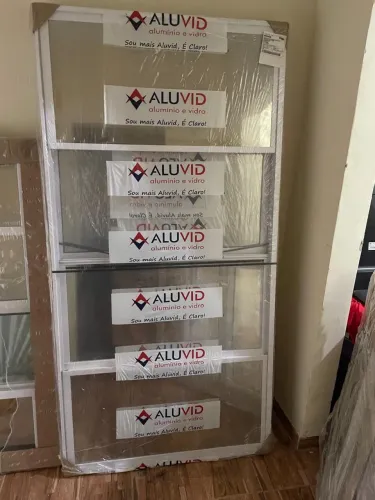 2 Janelas de Correr de Alumínio Vidro Reflex 4 Folhas 100x200cm Metalflex - Aluvid