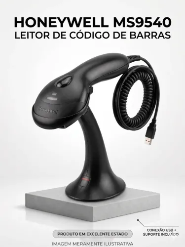 Leitor De Código De Barras Com Suporte Honeywell Ms9540 5v Preto Usb/rs-232