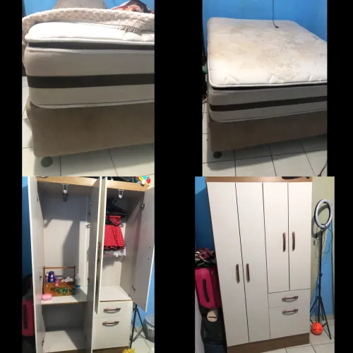 Cama box casal + guarda roupa junto