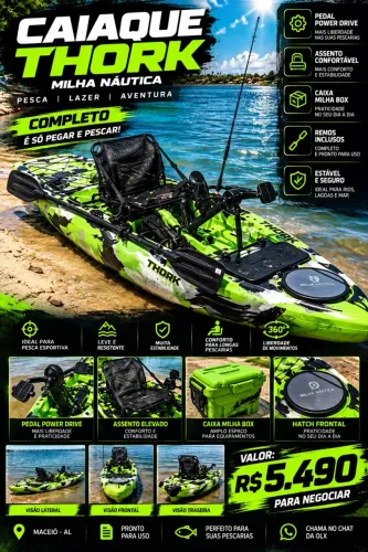 CAIAQUE THORK MILHA NÁUTICA COM PEDAL POWER DRIVE + ACESSÓRIOS
