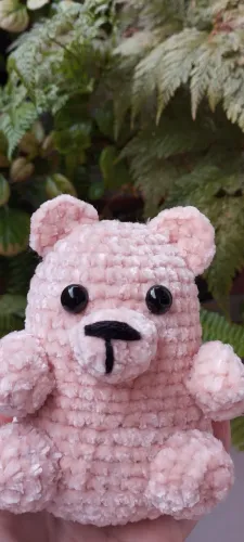 Ursinho de pelúcia em crochê - cor chantilly rosa