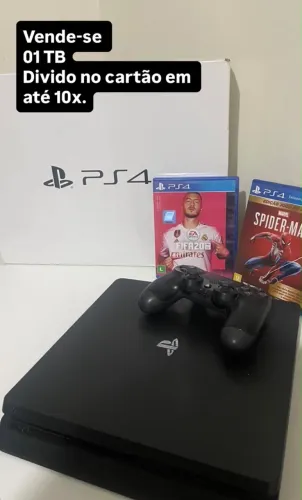 PS4 Slim 1TB Completo + Controle Original + 2 Jogos + Caixa