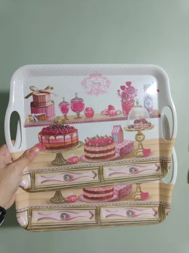 Bandeja Travessa Cupcake Bolo Doce Pé Melamina 26 cm X 36 cm