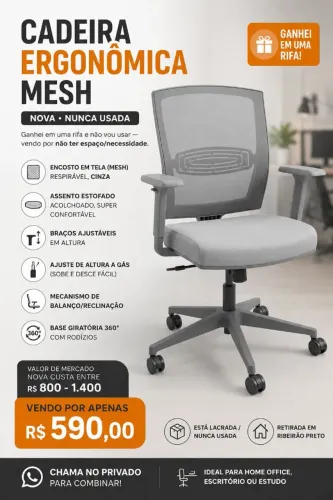 Cadeira de Escritório Ergonômica Mesh - NOVA.