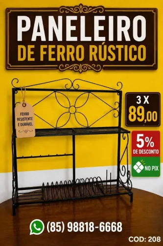 PANELEIRO EM FERRO RÚSTICO, RETIRADA, ENCANTADA - EUSEBIO