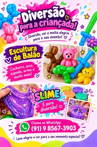 Escultura de balão e slime