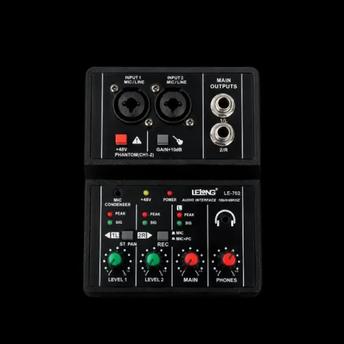 Mesa de Som Interface de Áudio USB Lelong LE-702 2 Canais