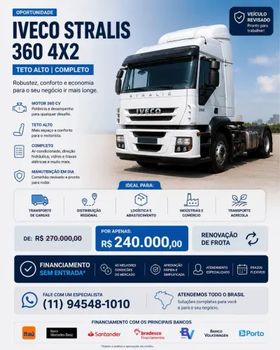 RENOVAÇÃO DE FROTA - IVECO STRALIS 4X2 UNICO DONO