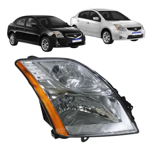 Farol Nissan Sentra Cromado Com Ambar 2010 2011 2012 2013 Ld Direito/passageiro