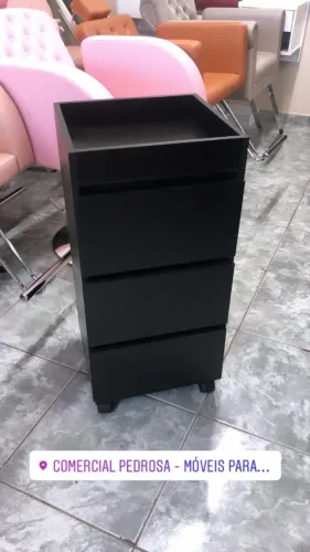 Carrinho 03 Gavetas Auxiliar para Cabeleireiro Salão de Beleza Profissional Novo